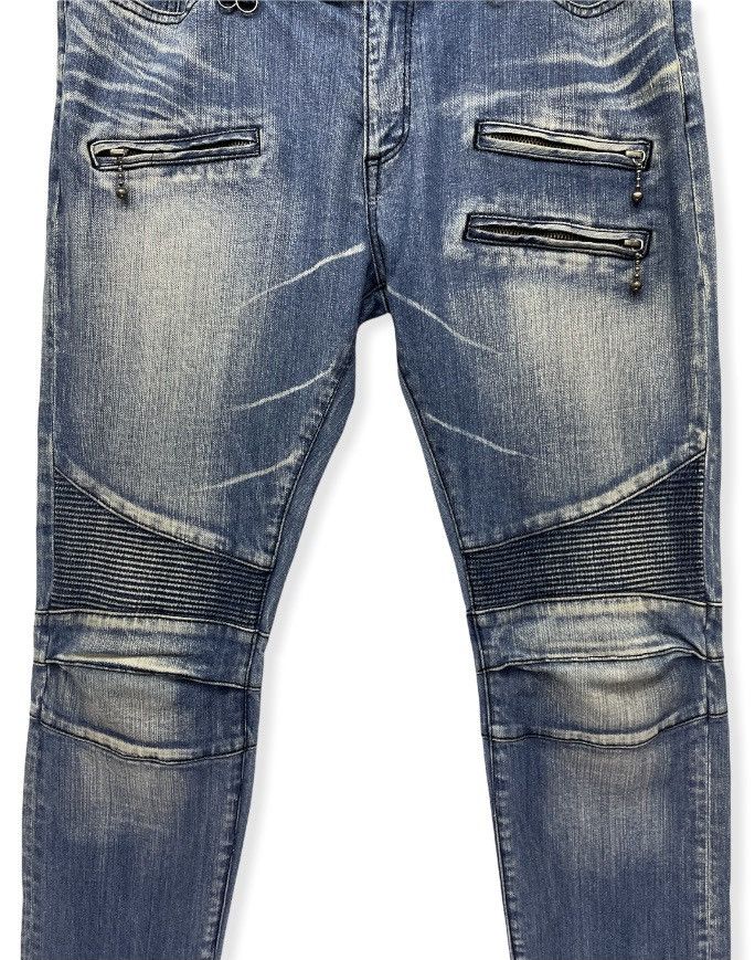 BUFFALO BOBS VERY RARE🔥BUFALLOBOBS Stone Wash Biker Inspired By BALMAIN Size US 31 - 3 Thumbnail
