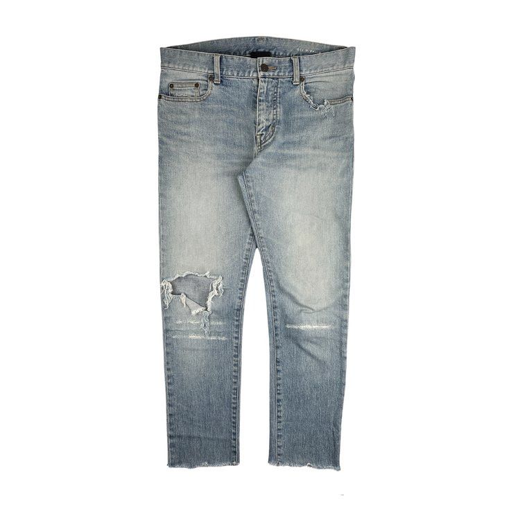 Saint Laurent Paris Saint Laurent SS17 Light Blue D02 Raw Hem Jeans Size US 30 / EU 46 - 2 Thumbnail