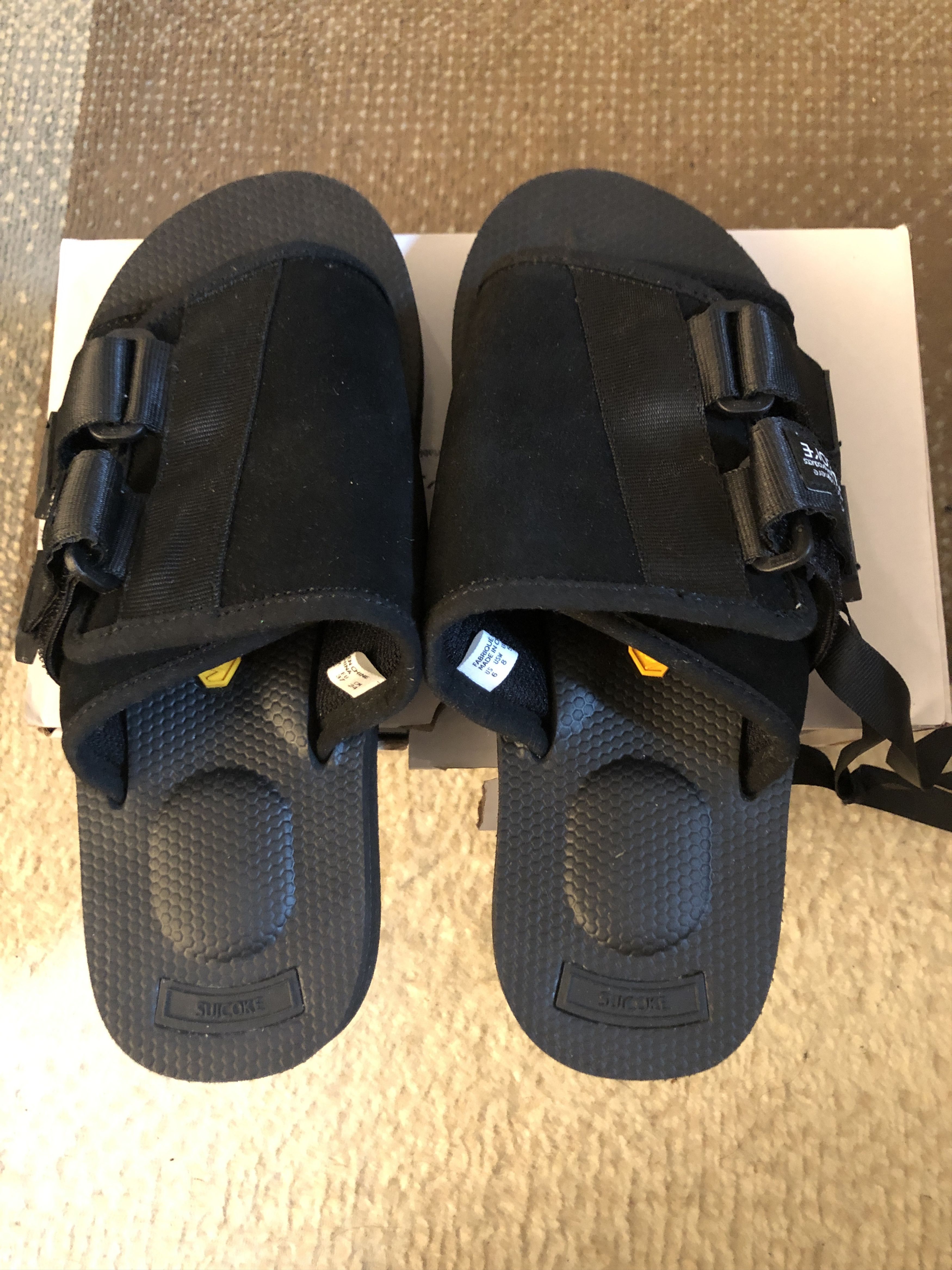 Suicoke NEW Suicoke KAW-VS Webbing-Trimmed Suede Sandals Black US 6 Size US 6 / EU 39 - 1 Thumbnail