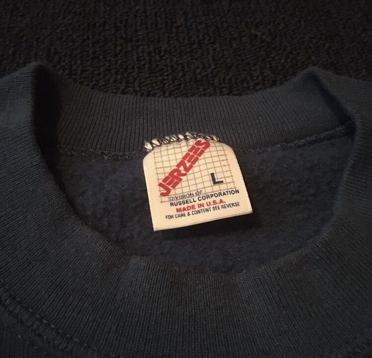 Jerzees Vintage 1990s Jerzees Russell Blue Blank Crewneck Sweatshirt Size US L / EU 52-54 / 3 - 3 Thumbnail