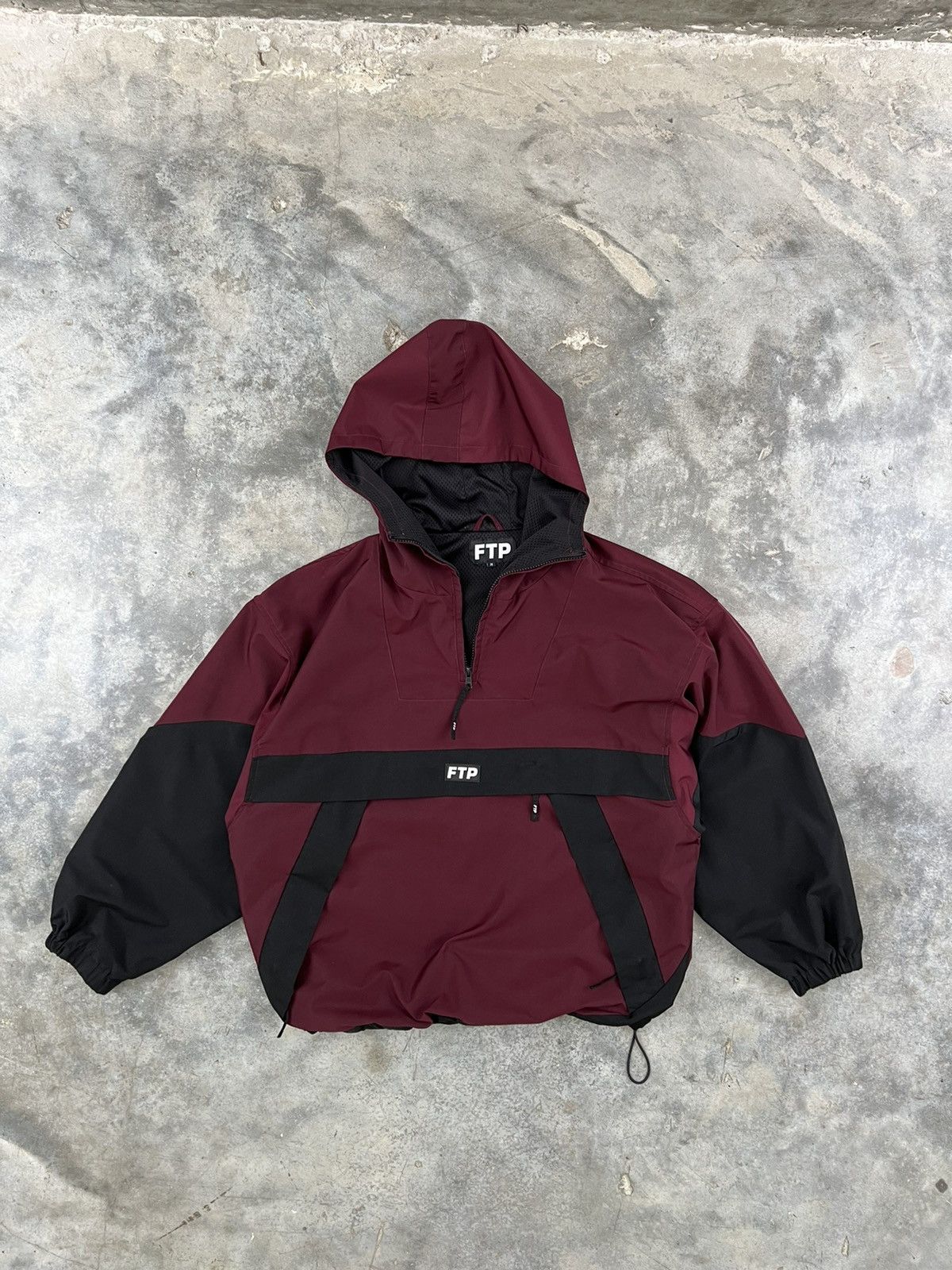 image of Fuck The Population Two Tone Black + Burgundy Anorak Jacket, Men's (Size Medium)