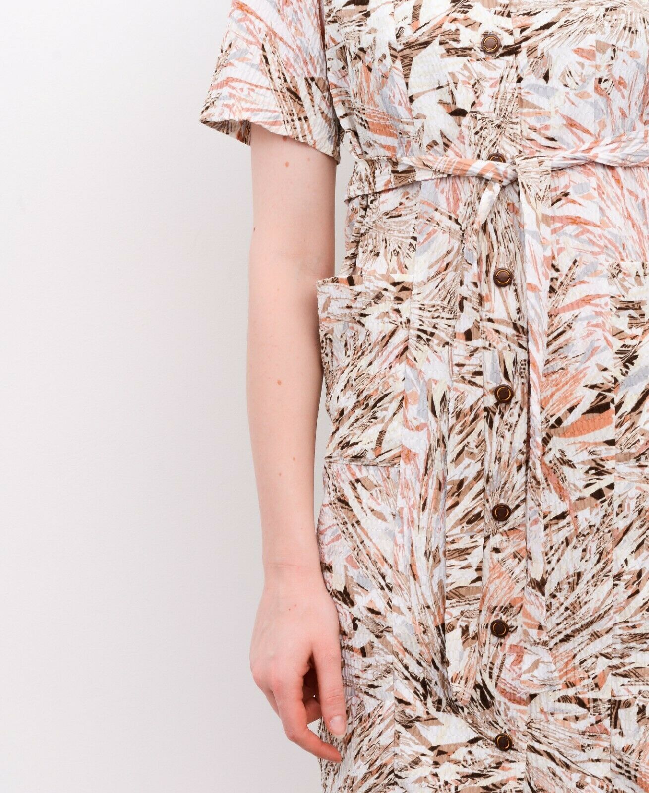 Vintage 80's Ruffle Floral Tropical Pattern Belted Dress Summer Size M / US 6-8 / IT 42-44 - 5 Thumbnail