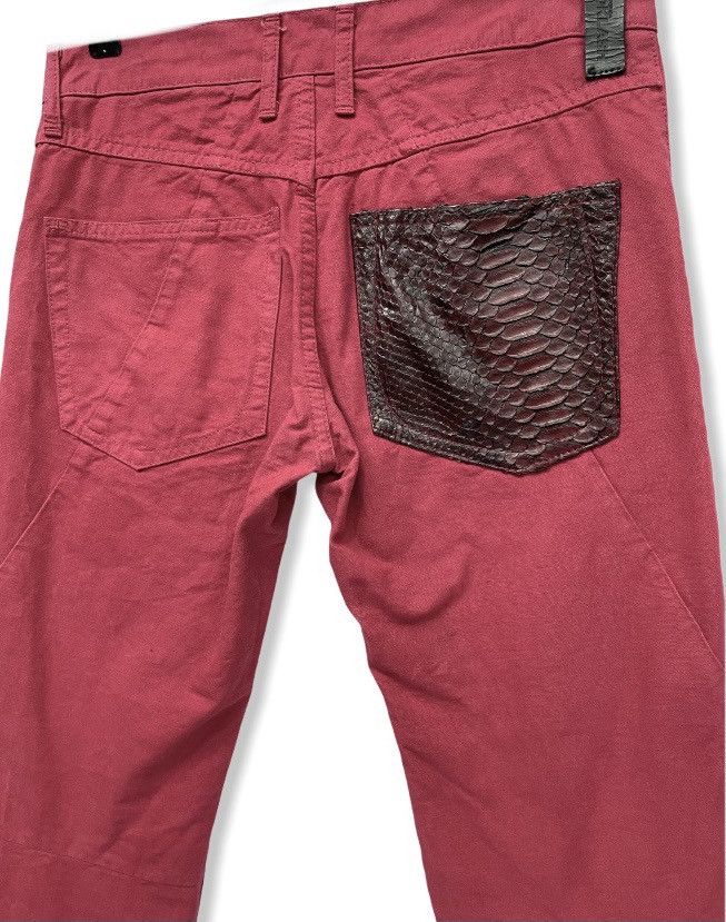 image of Isamu Katayama Backlash Snake Leather Pocket Pants in Red, Men's (Size 29)