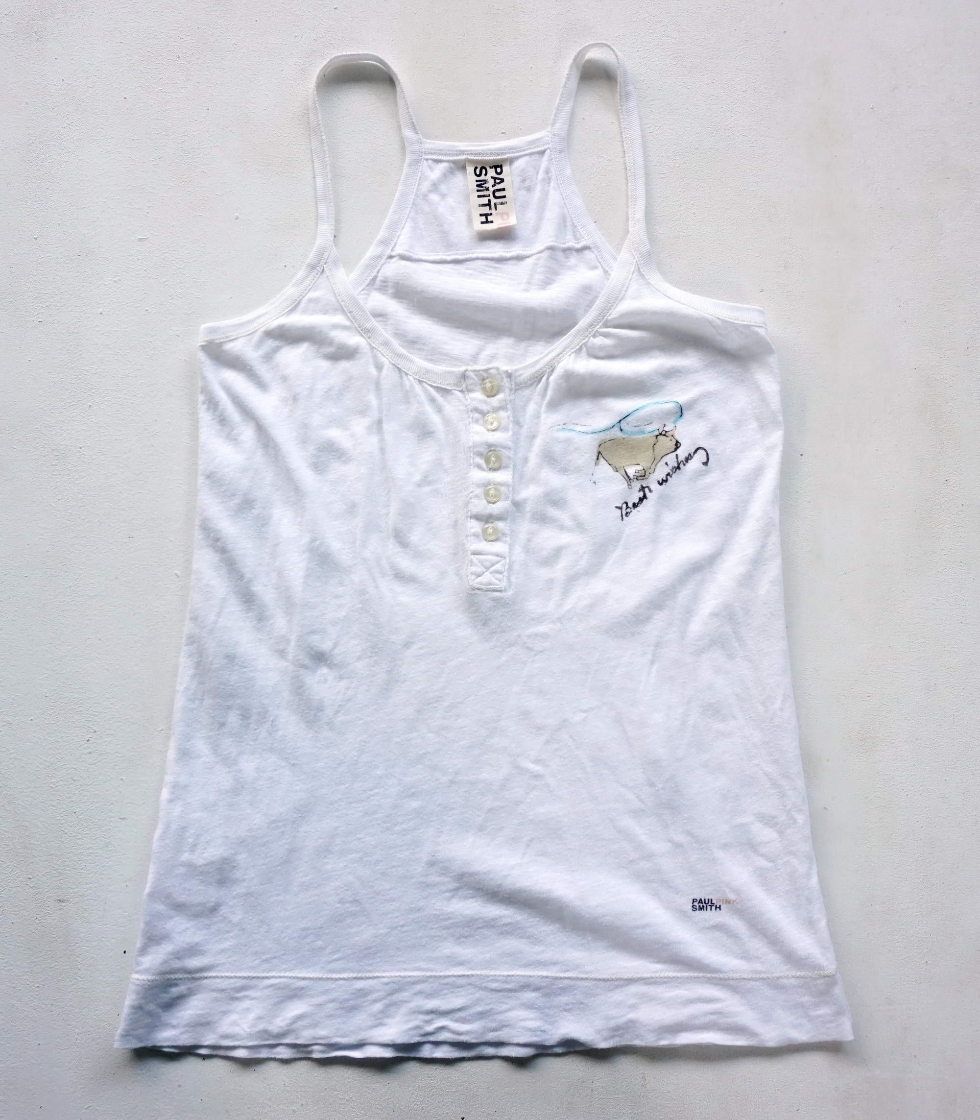 PAUL SMITH PINK Buttoned Spaghetti Strap T-Shirt