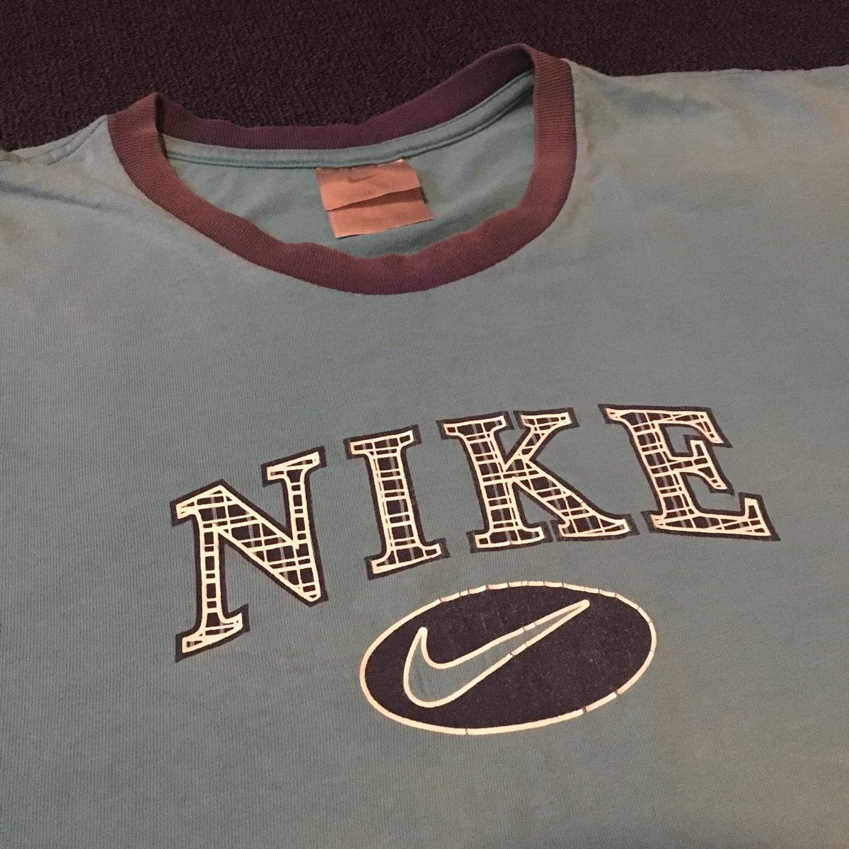 Nike Vintage 2000s Nike Center Swoosh Faded Logo Ringer Tee Shirt Size US L / EU 52-54 / 3 - 4 Thumbnail