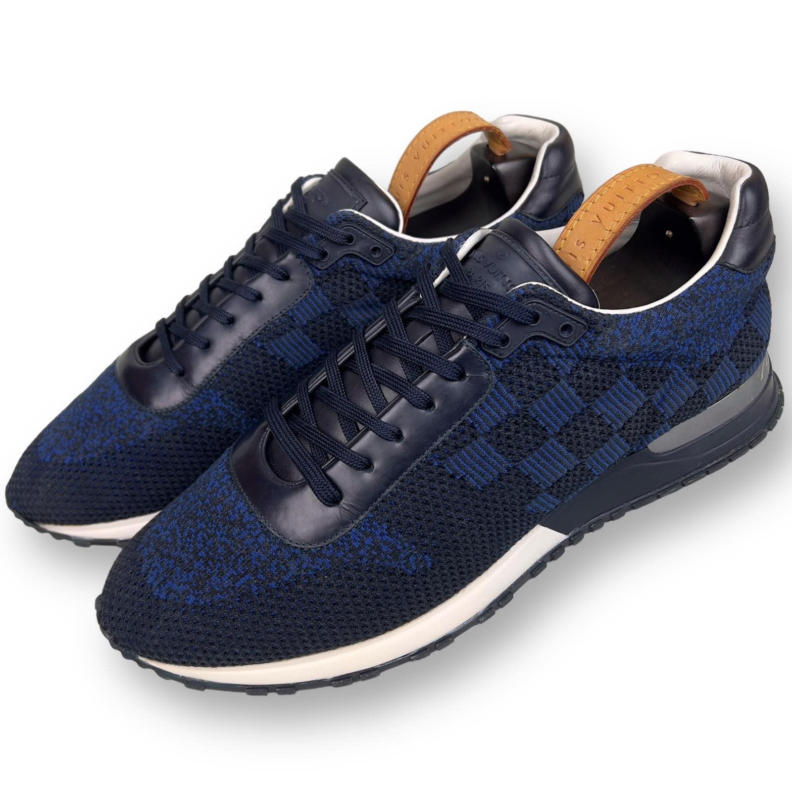 Louis Vuitton Blue/Black Damier Mesh and Leather Run Away Sneakers Size  42.5 Louis Vuitton