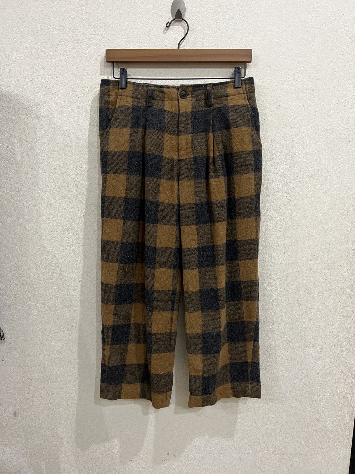Japanese Brand Japanese Brand Cube Sugar Plaid Tartan 3 Quarter Wool Pant Size US 28 / EU 44 - 2 Thumbnail