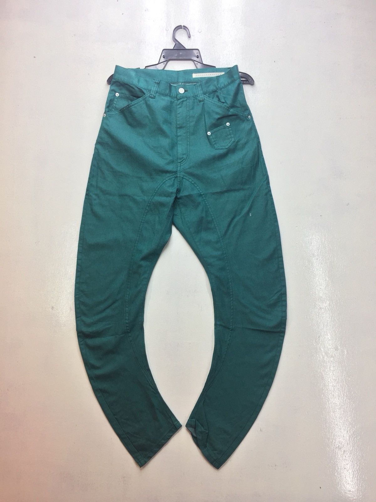 image of Issey Miyake Sunao Kuwahara Banana Cut Design Pants in Green, Men's (Size 30)