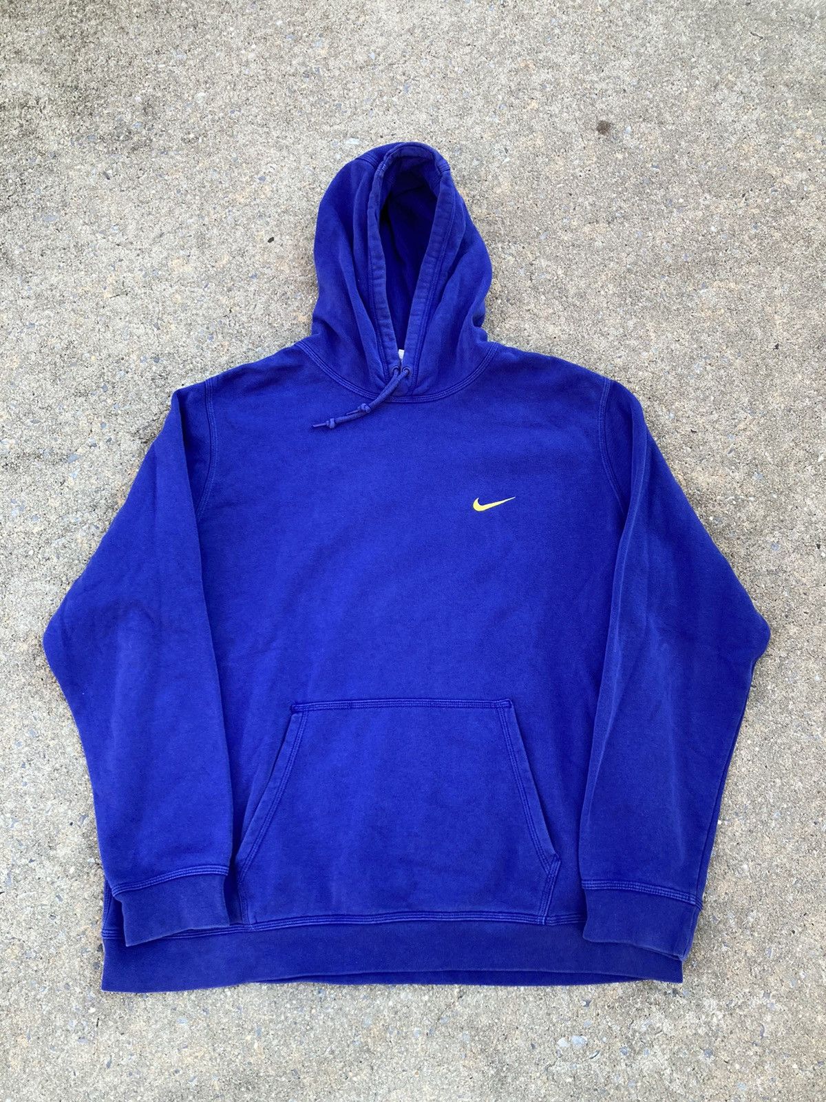 Nike × Vintage Vintage Y2K Nike Swoosh Hoodie Pullover Royal/ Volt Size US XXL / EU 58 / 5 - 1 Thumbnail
