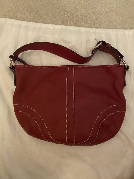 Coach COACH F10908 Soho Red Leather Hobo Bag Silver Hardware | Grailed