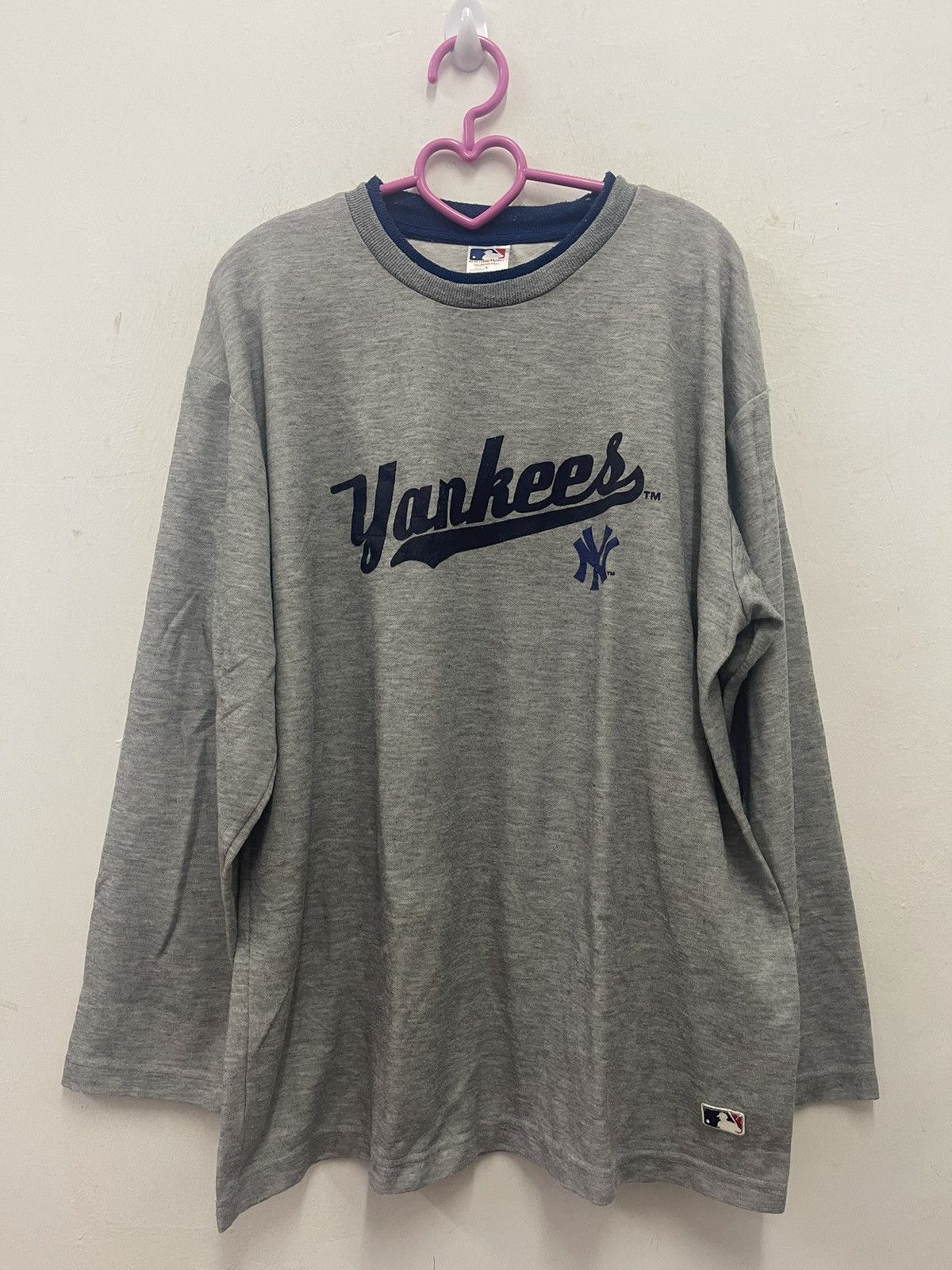 image of New York Yankees Spell Out Mlb Relaxing Wear in Grey, Men's (Size Large)