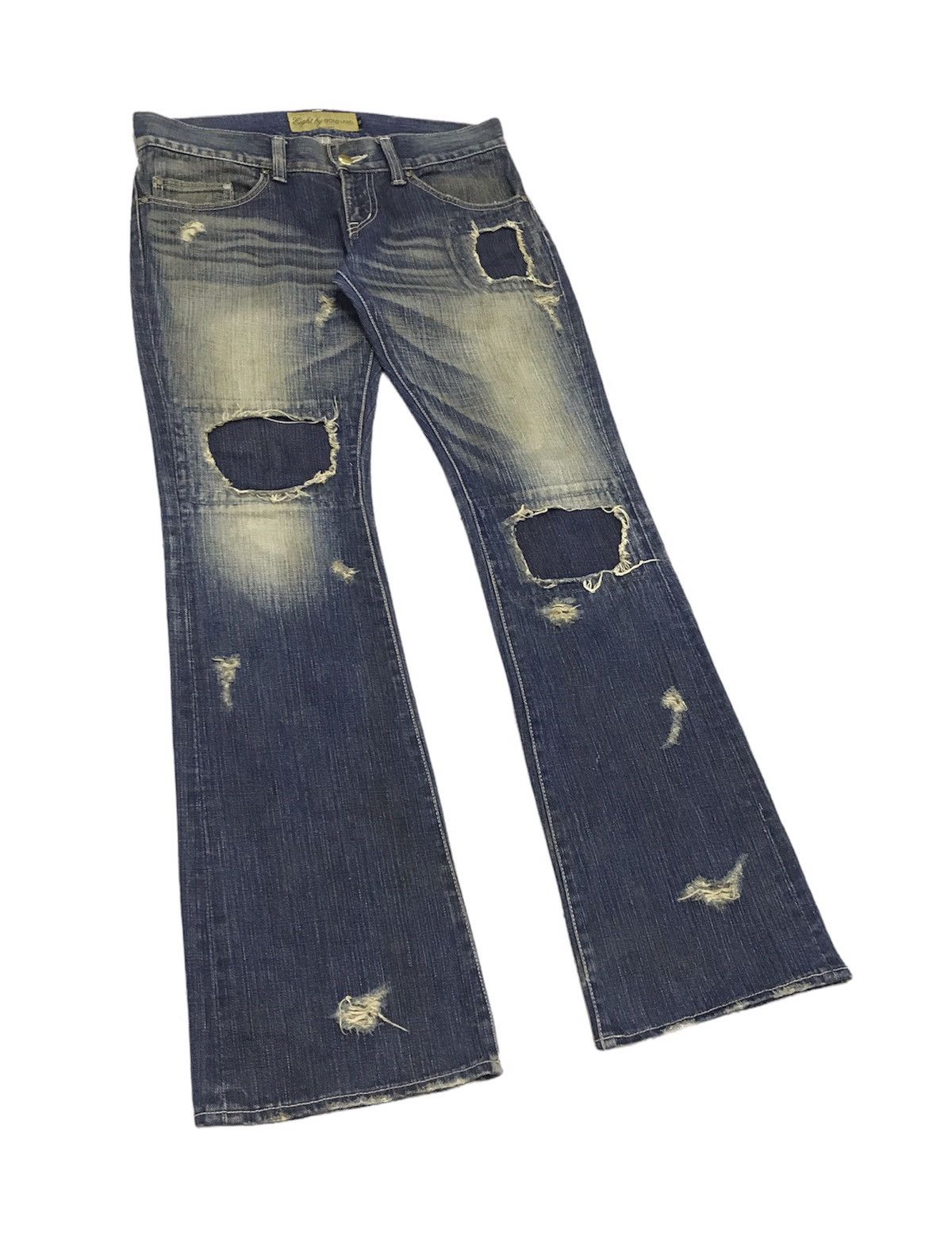 Japanese Brand × Le Grande Bleu (L.G.B.) × PPFM Eight Gold Label Japan Patch Flare Jeans Kapital Style Size US 33 - 2 Thumbnail