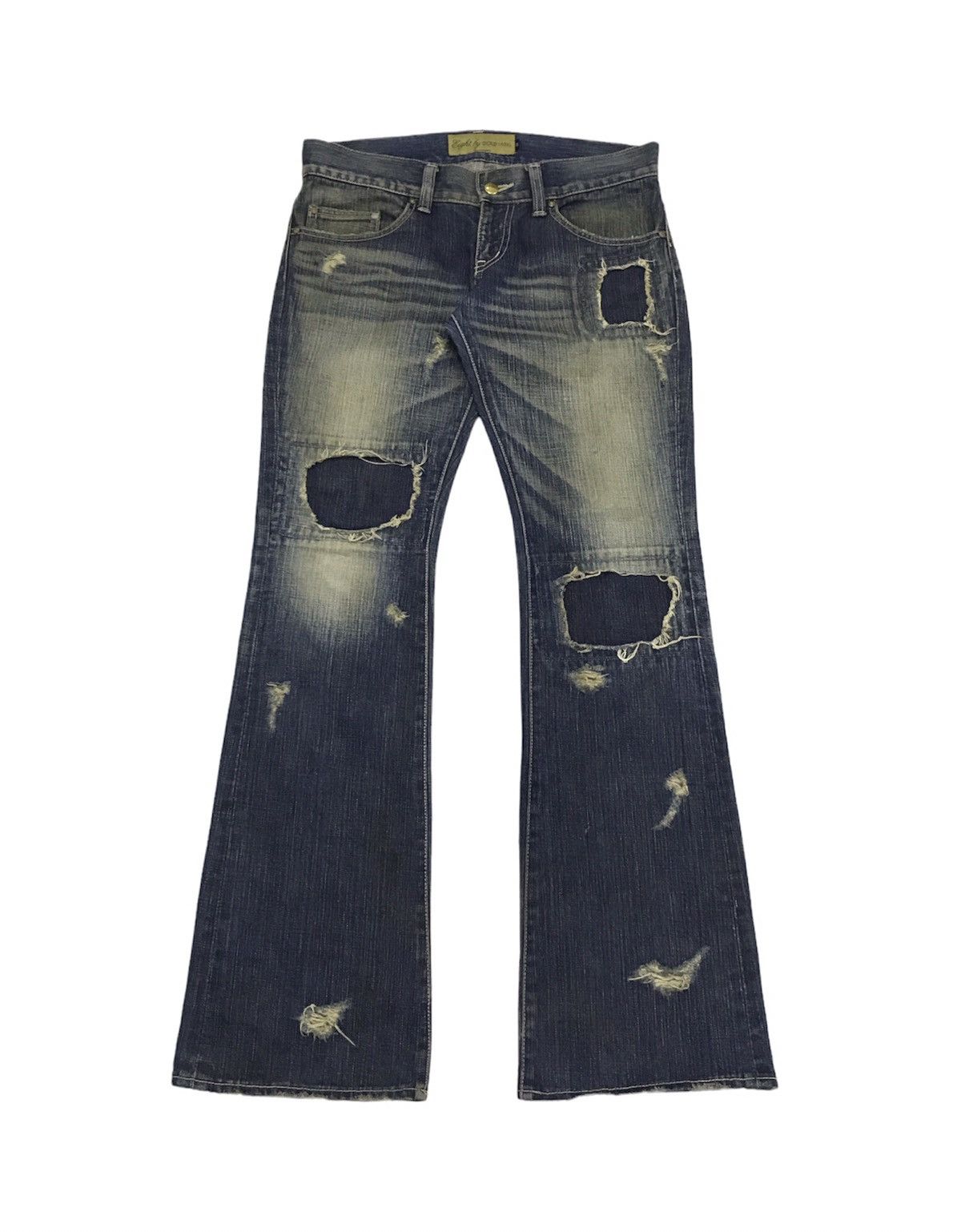 Japanese Brand × Le Grande Bleu (L.G.B.) × PPFM Eight Gold Label Japan Patch Flare Jeans Kapital Style Size US 33 - 1 Thumbnail