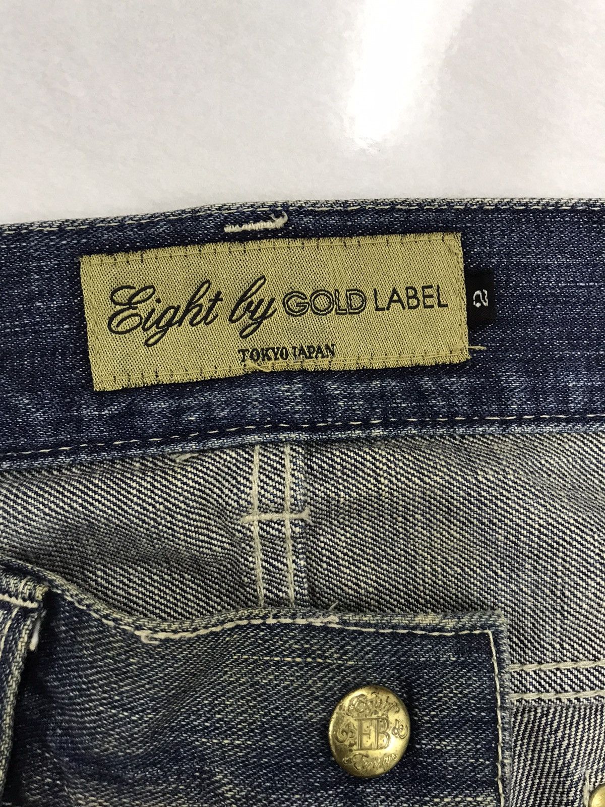 Japanese Brand × Le Grande Bleu (L.G.B.) × PPFM Eight Gold Label Japan Patch Flare Jeans Kapital Style Size US 33 - 8 Thumbnail