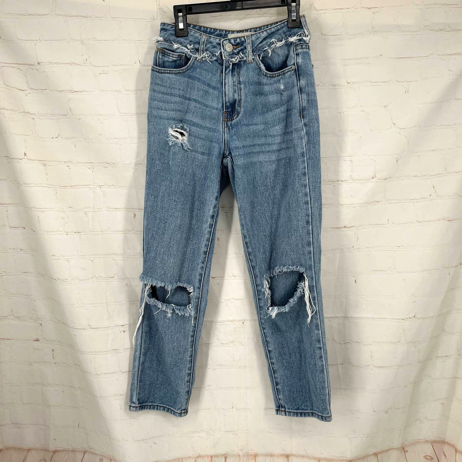 Pacsun Pacsun light blue distressed mom Jeans 22 Size 22" - 8 Thumbnail