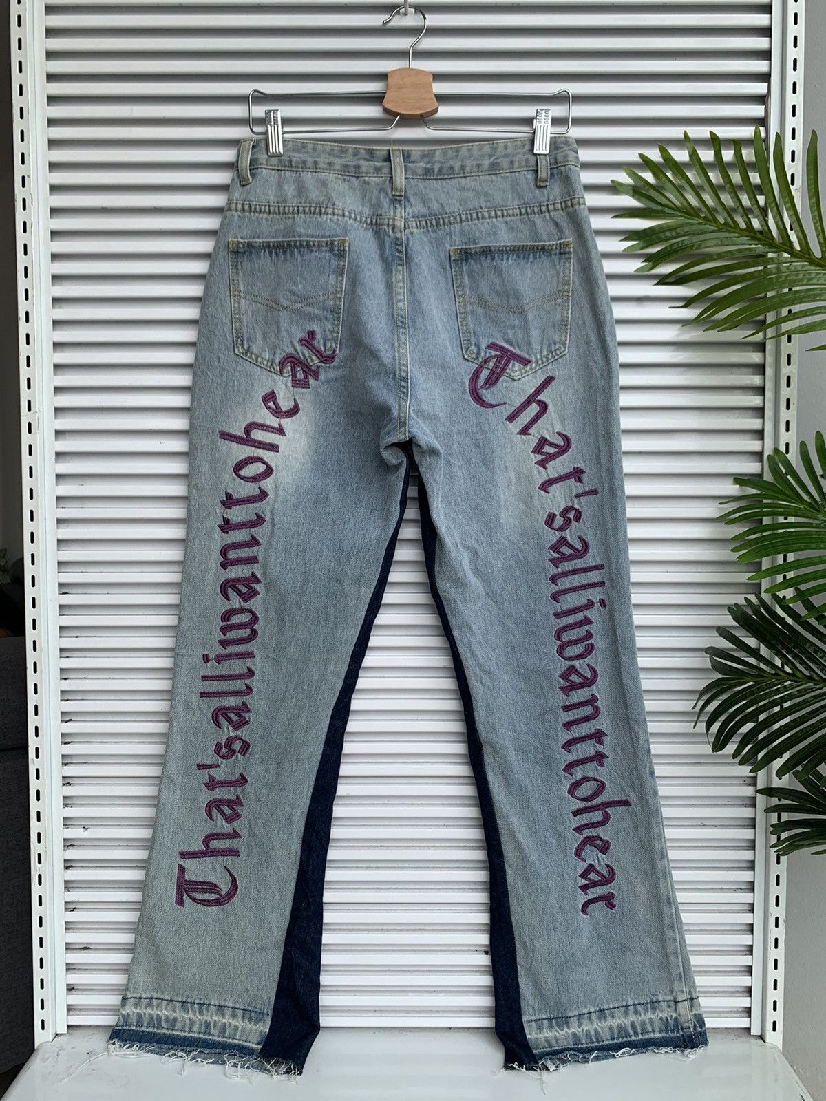 Japanese Brand “That’s all i want to hear” Embroidered Denim Pant Size 29" - 1 Thumbnail