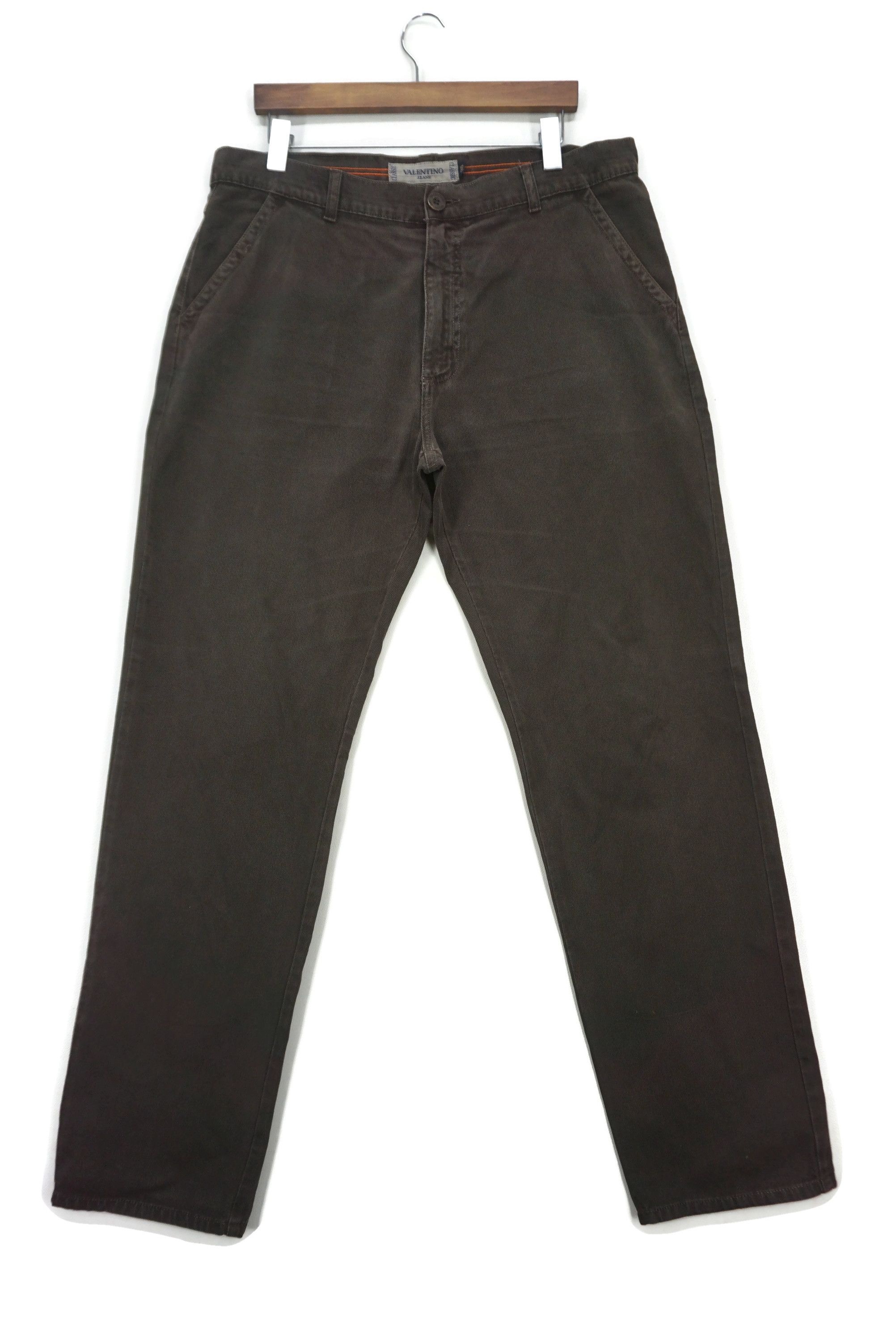 image of Valentino Straight Leg Classic Casual Twill Pants Army Pockets in Brown, Men's (Size 36)