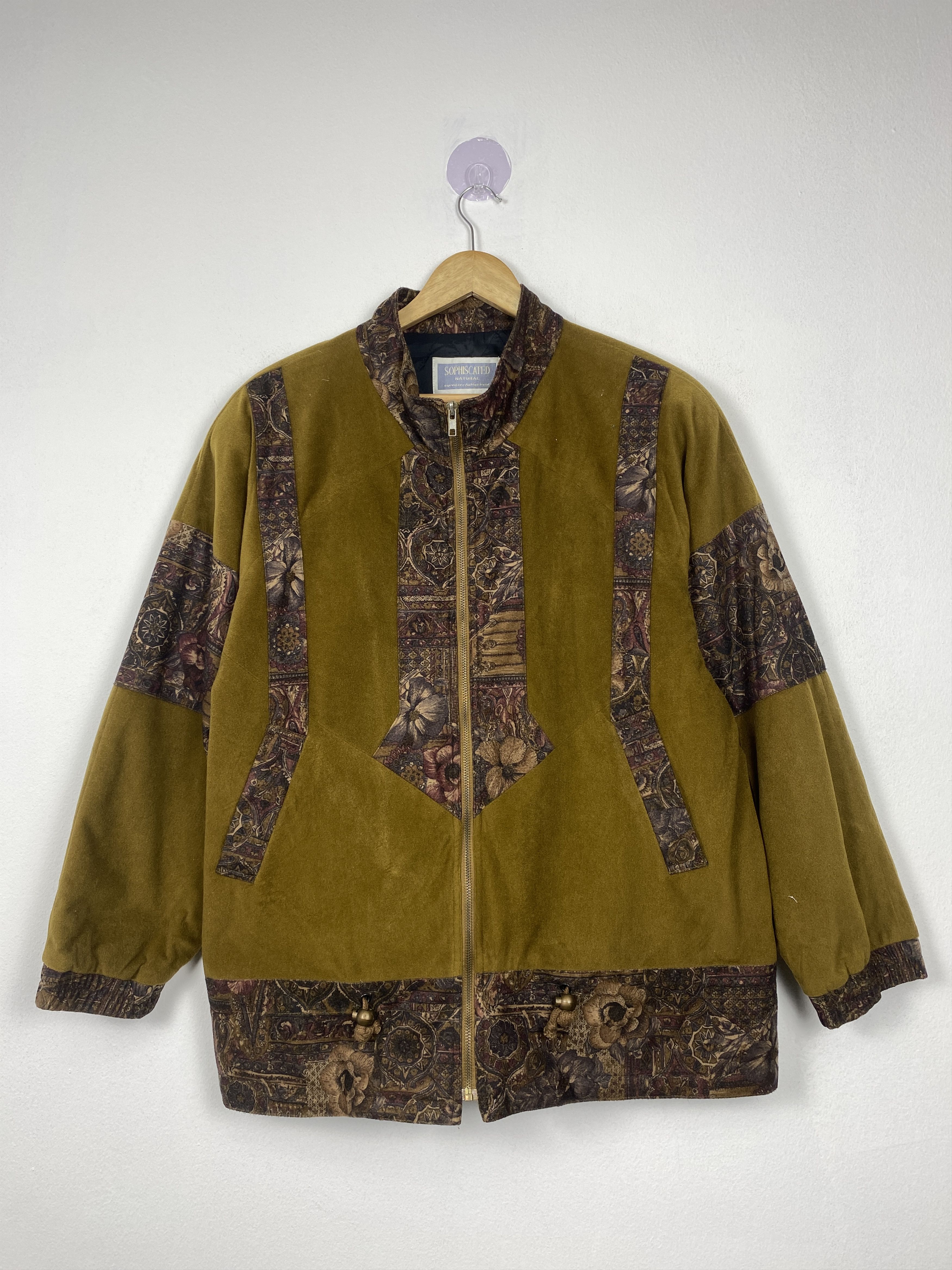 image of Vintage Sophiscated Floral Pattern Quilted Lining Jacket, Men's (Size Small)