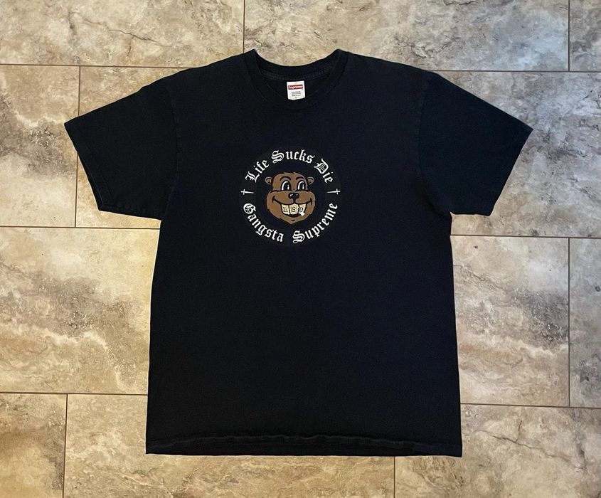 Supreme Supreme LSD Life Sucks Die Gangsta Tee Black Size Large