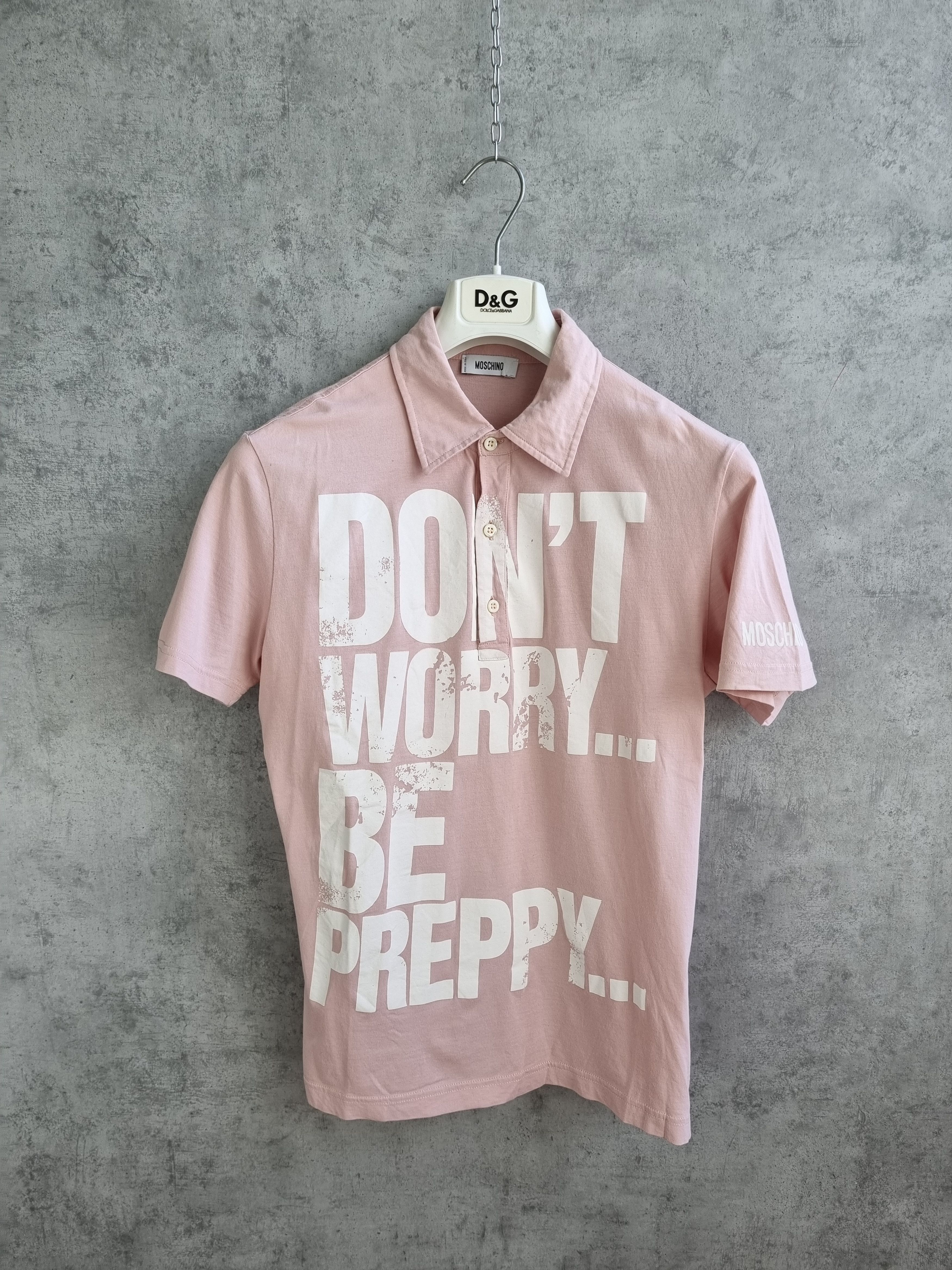 Moschino × Vintage Moschino Italy Made Don't Worry be Preppy polo tee shirt Size US M / EU 48-50 / 2 - 7 Thumbnail