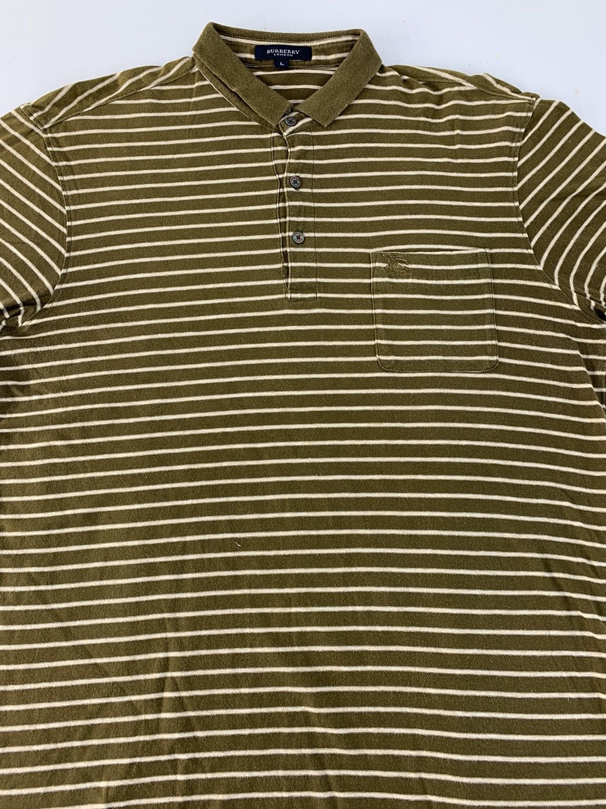 Burberry Burberry London Striped Single Pocket Slimfits Polo Tee Size US M / EU 48-50 / 2 - 3 Thumbnail