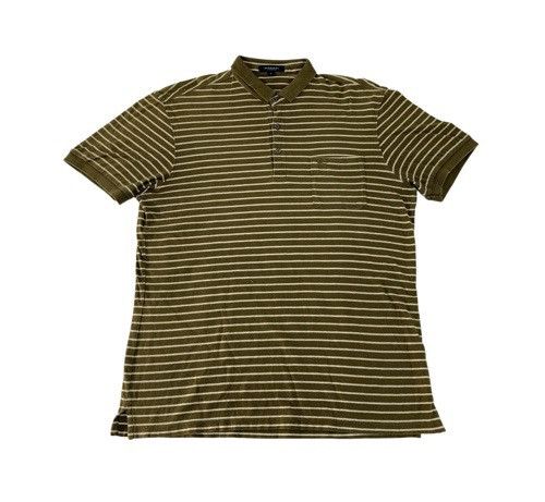 image of Burberry London Striped Single Pocket Slimfits Polo Tee in Brown, Men's (Size Medium)