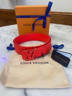 Authentic Louis Vuitton M6878 LV Square Buckle Belt Gold Buckle Size 85/34