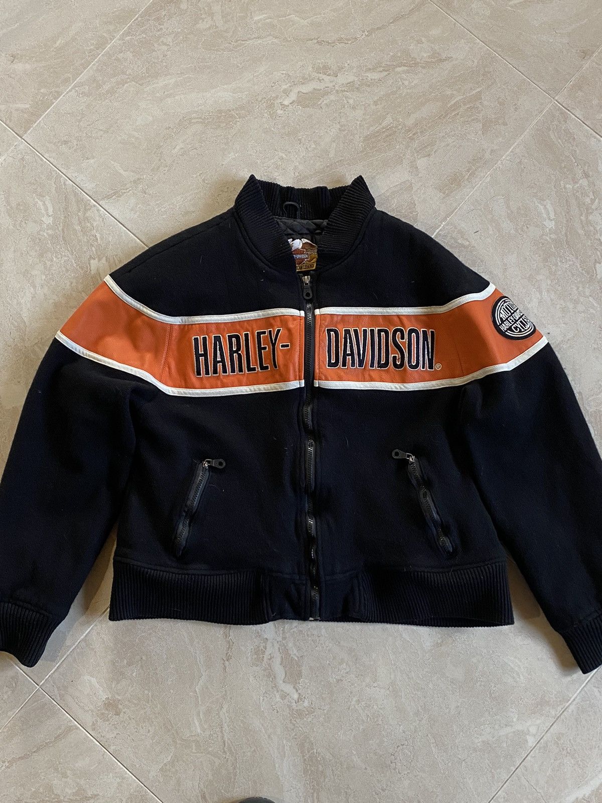 Vintage Harley Davidson wool leather jacket
