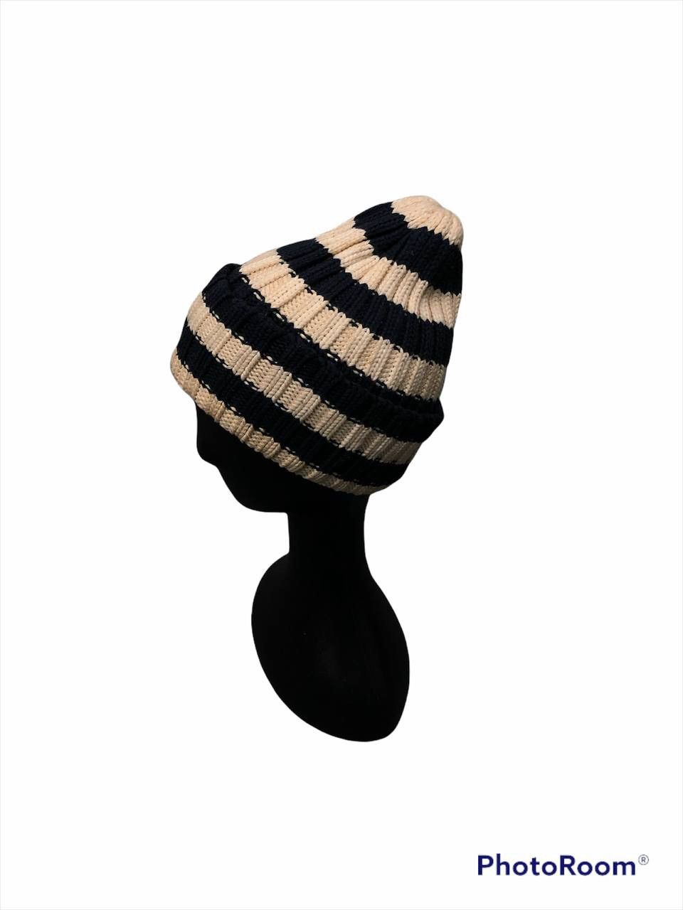 Vintage 🔥Grilled 🔥Mega Stripe Beanie Hat Kurt Kobain Style Size ONE SIZE - 3 Thumbnail