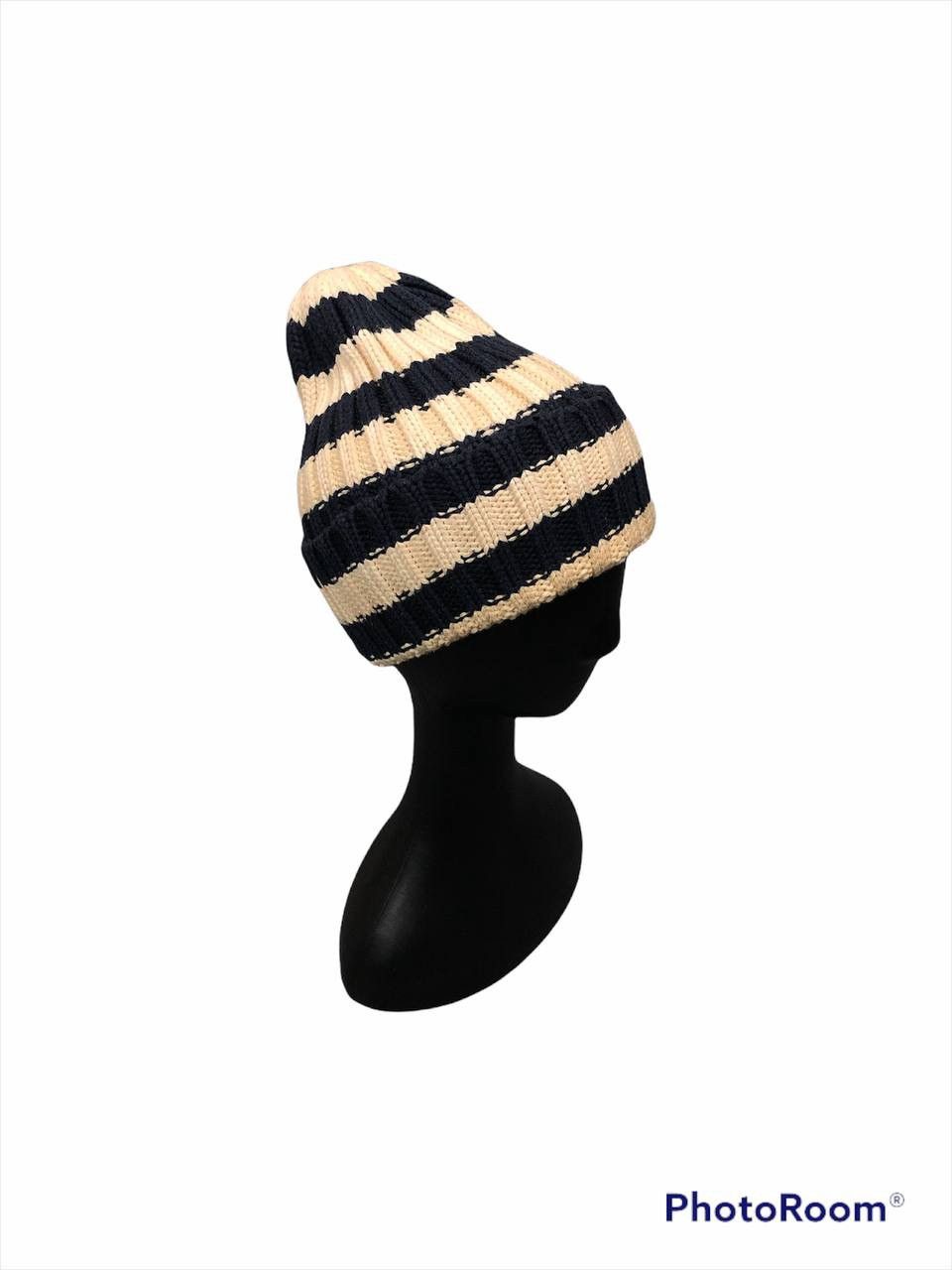 Vintage 🔥Grilled 🔥Mega Stripe Beanie Hat Kurt Kobain Style Size ONE SIZE - 2 Thumbnail