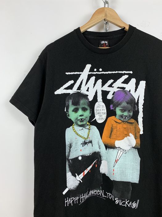 Vintage 00s Vintage Stussy Happy Halloween You Suckas T-Shirt