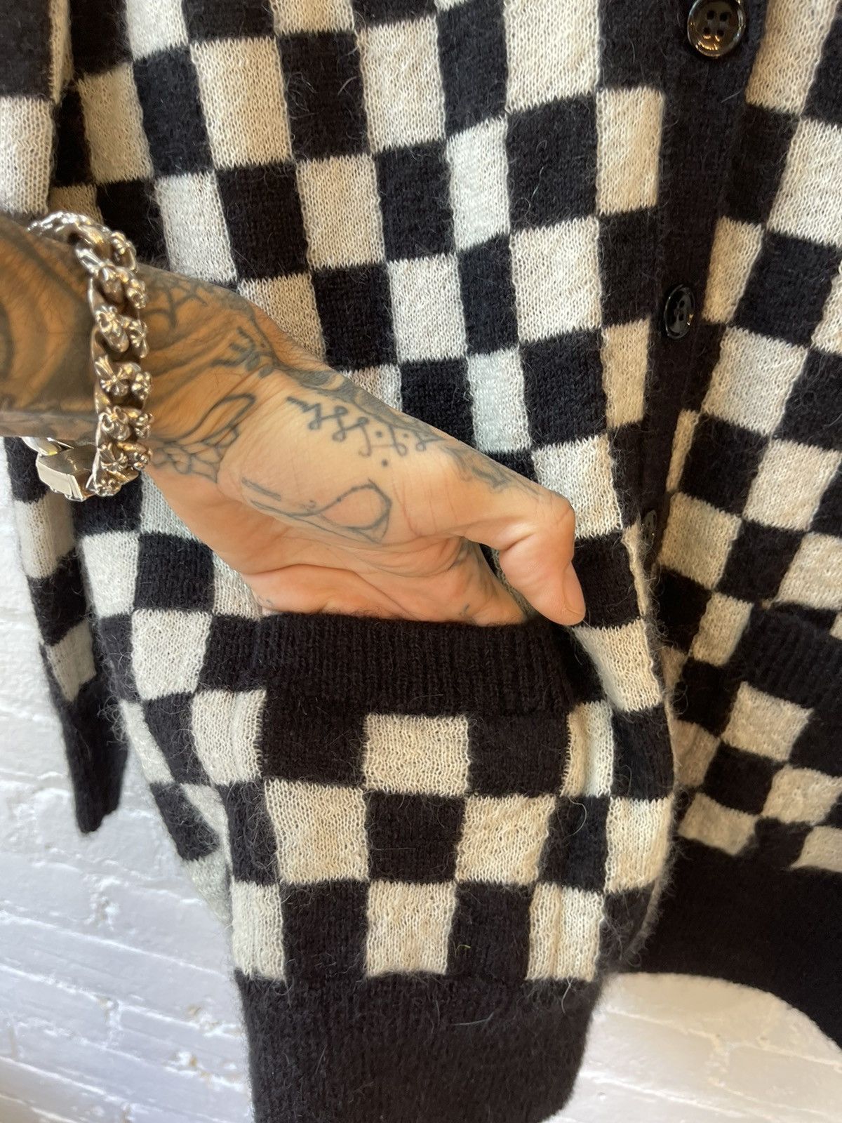Hedi Slimane × Saint Laurent Paris SLP SS16 SURF SOUND DAMIER CHECKERED SWEATER CARDIGAN Size US M / EU 48-50 / 2 - 8 Thumbnail