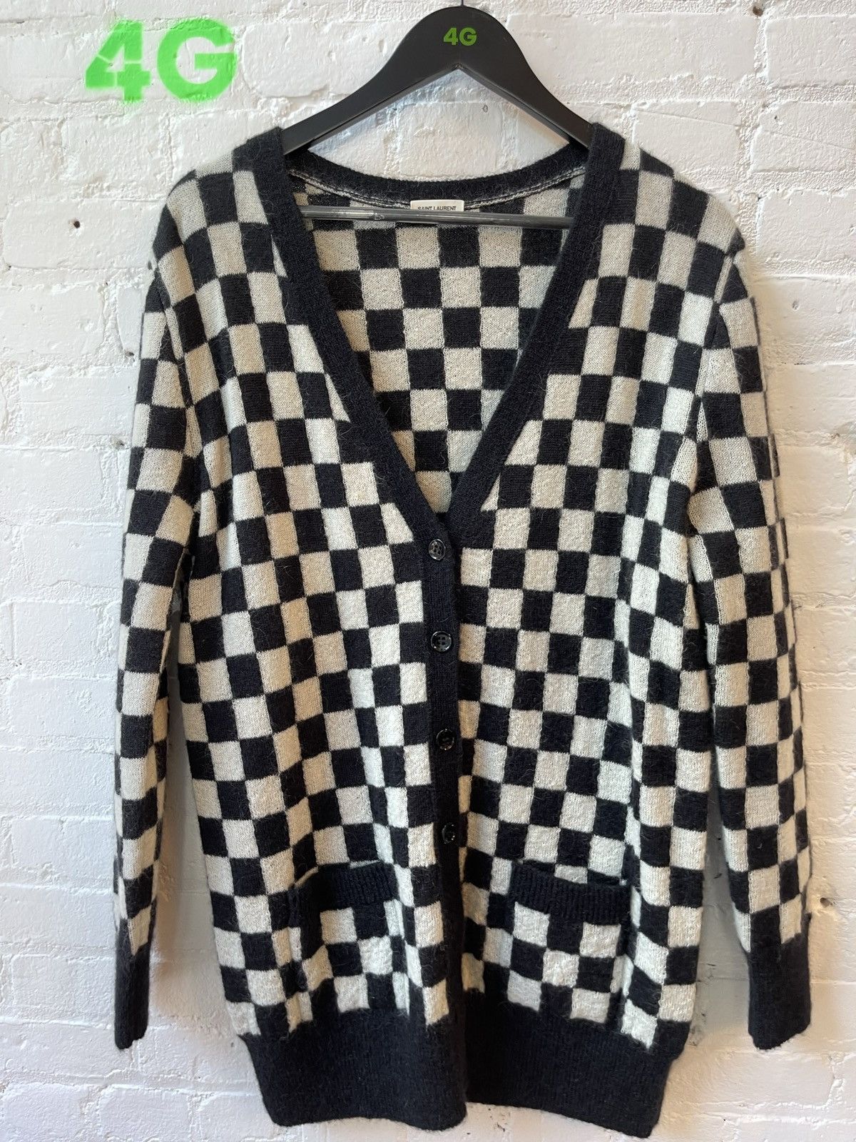 Hedi Slimane × Saint Laurent Paris SLP SS16 SURF SOUND DAMIER CHECKERED SWEATER CARDIGAN Size US M / EU 48-50 / 2 - 2 Thumbnail