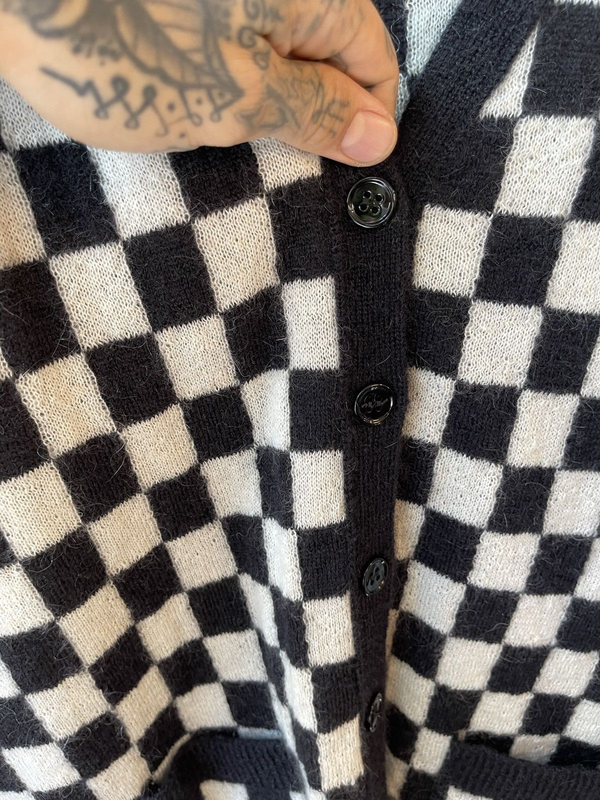 Hedi Slimane × Saint Laurent Paris SLP SS16 SURF SOUND DAMIER CHECKERED SWEATER CARDIGAN Size US M / EU 48-50 / 2 - 5 Thumbnail
