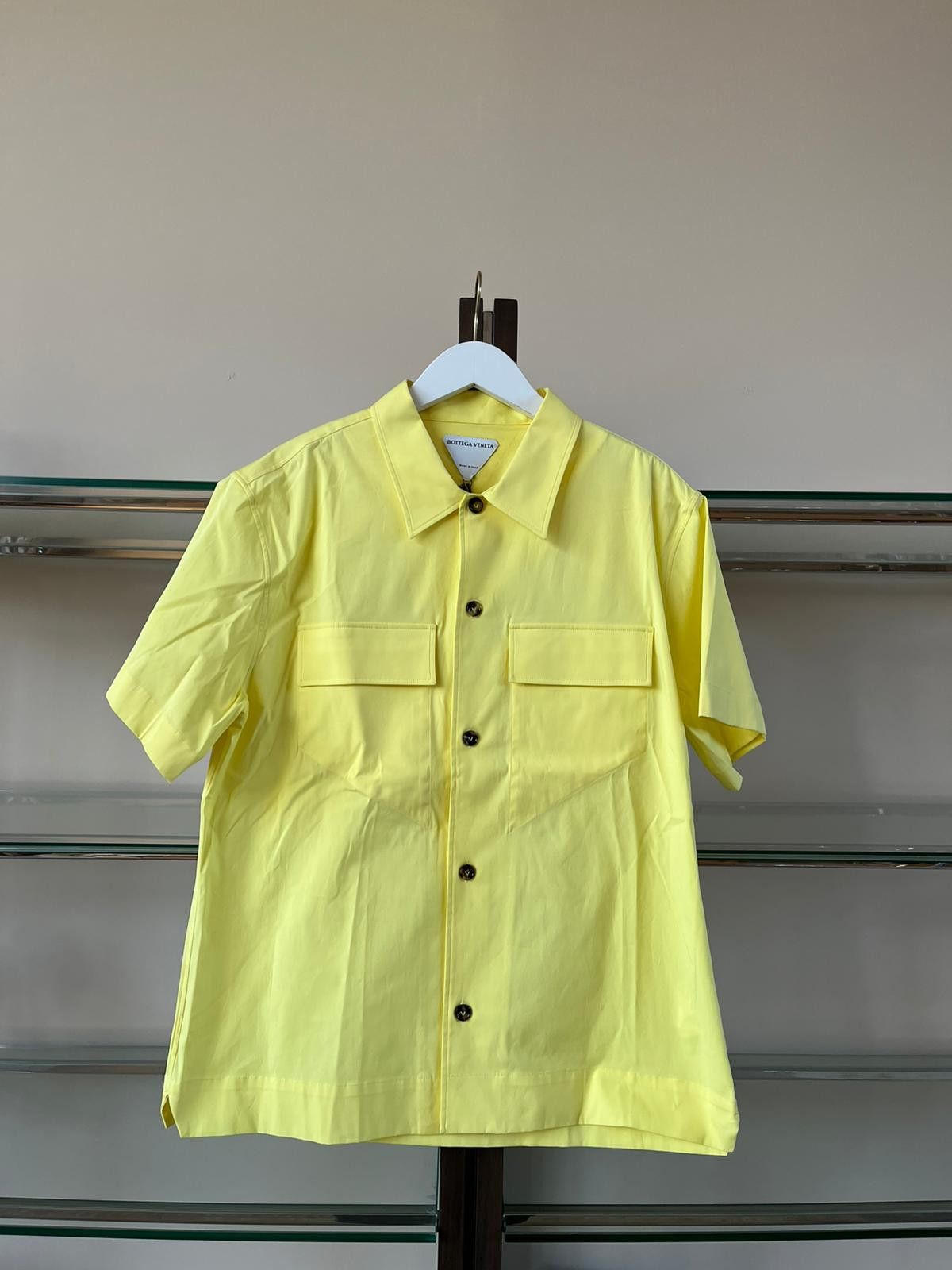 image of Bottega Veneta Compact Stretch Poplin Shirt In Limoncello, Men's (Size Medium)