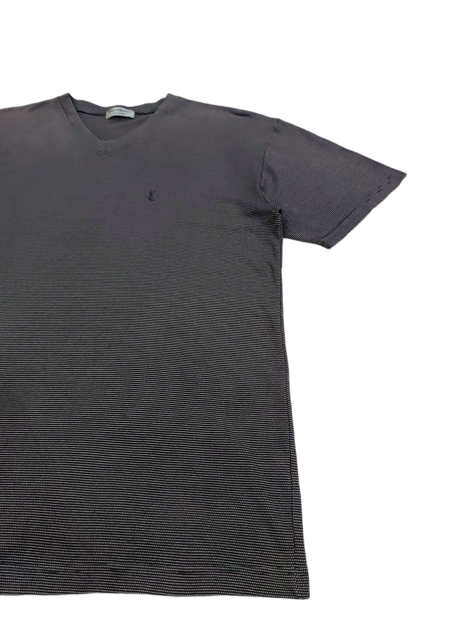 Designer × Yves Saint Laurent RARE! VTG YSL POUR HOMME V-NECK JACQUARD HICKORY STRIPED Size US L / EU 52-54 / 3 - 3 Thumbnail