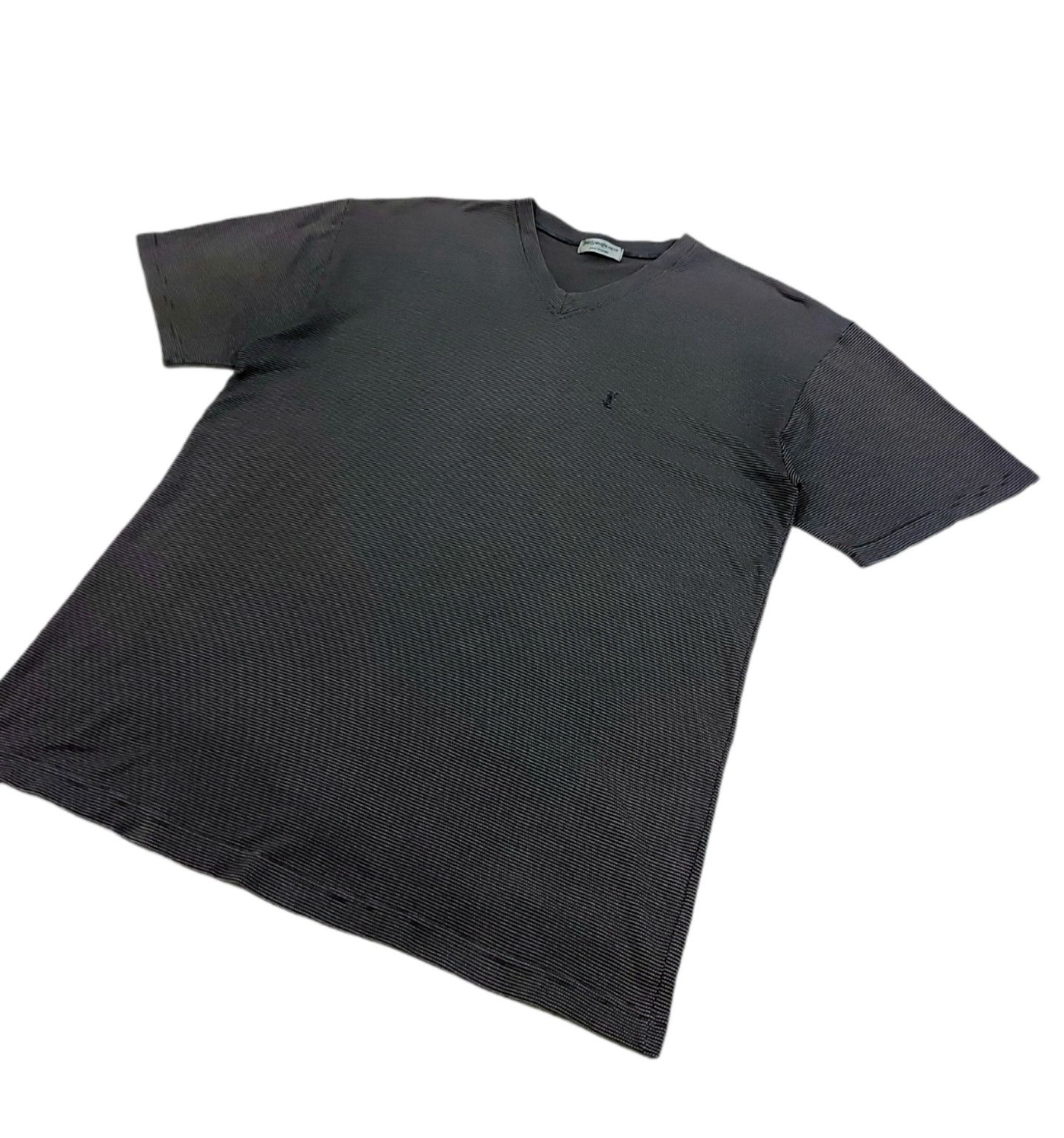 Designer × Yves Saint Laurent RARE! VTG YSL POUR HOMME V-NECK JACQUARD HICKORY STRIPED Size US L / EU 52-54 / 3 - 5 Thumbnail
