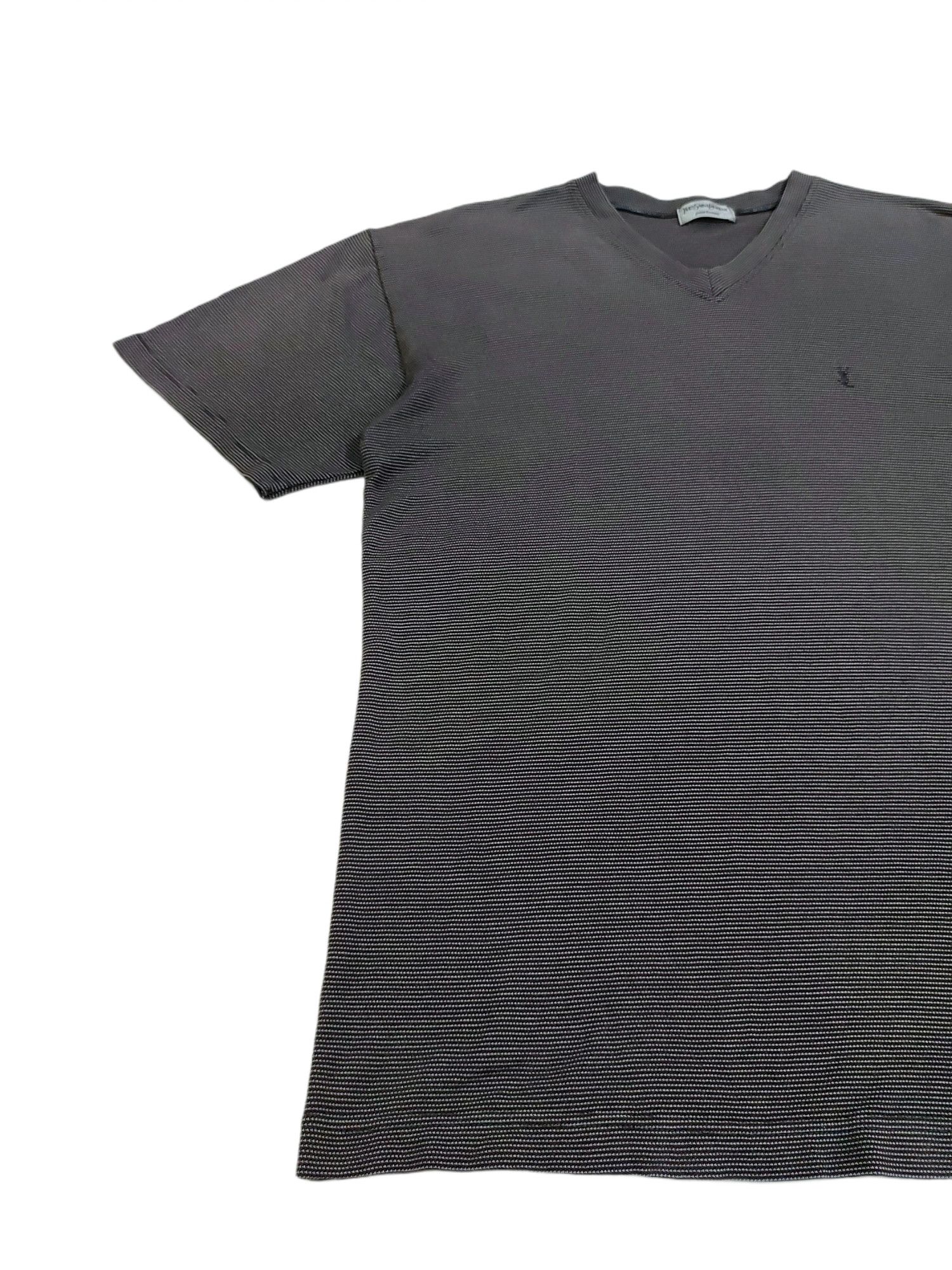 Designer × Yves Saint Laurent RARE! VTG YSL POUR HOMME V-NECK JACQUARD HICKORY STRIPED Size US L / EU 52-54 / 3 - 4 Thumbnail