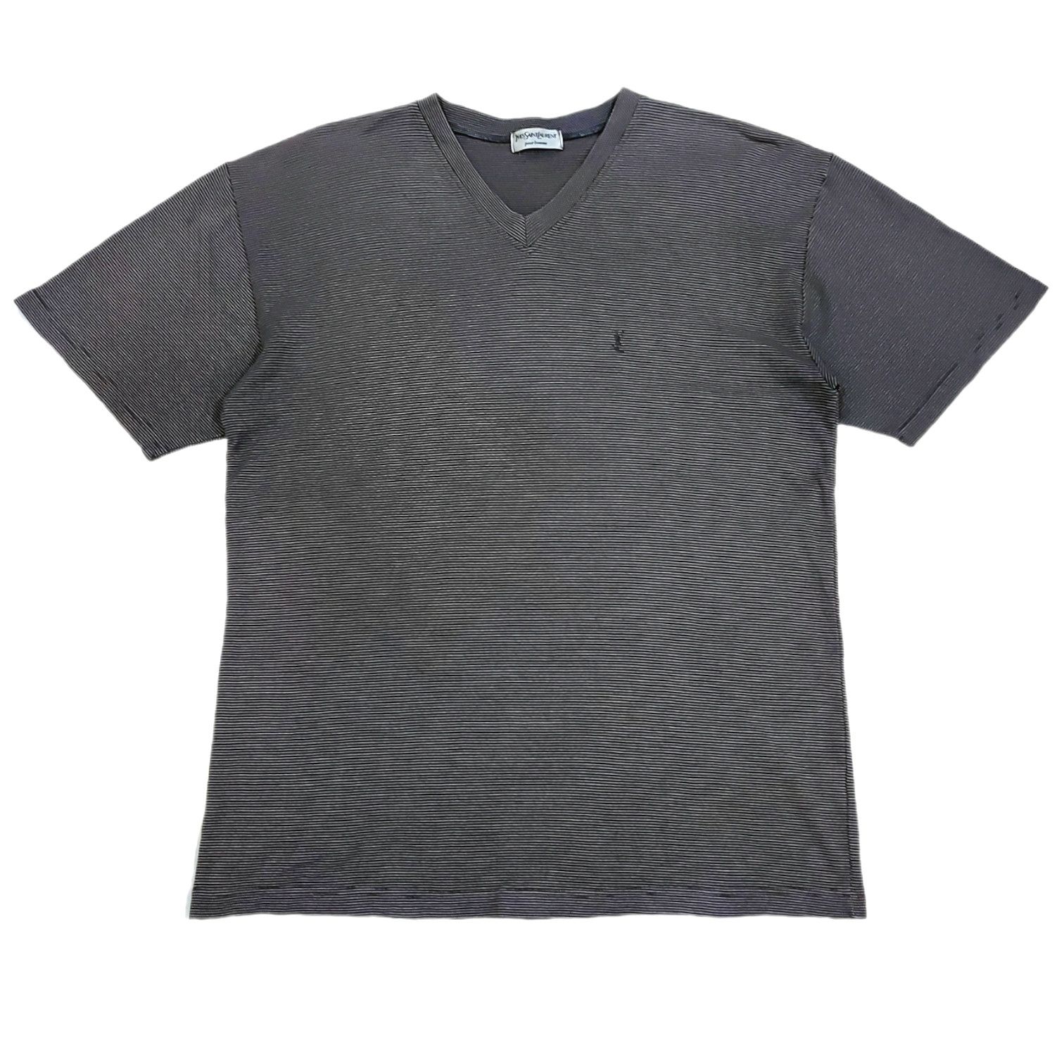Designer × Yves Saint Laurent RARE! VTG YSL POUR HOMME V-NECK JACQUARD HICKORY STRIPED Size US L / EU 52-54 / 3 - 1 Thumbnail