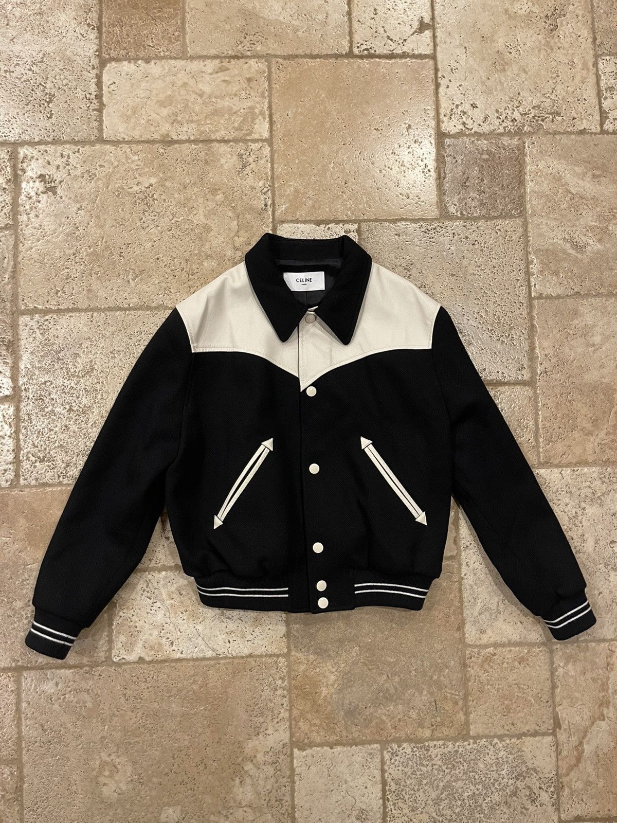 Celine × Hedi Slimane Celine x Hedi Slimane Black Western Teddy Varsity Jacket Size US L / EU 52-54 / 3 - 3 Thumbnail