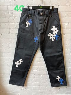 Chrome Hearts, Jeans, Mens Chrome Hearts Jeans With Black Big Leather  Patches Size 3