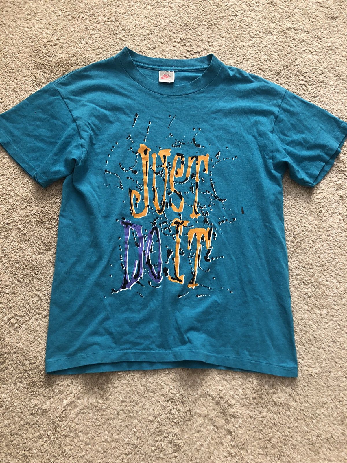 Nike × Vintage 90’s Era Just Do it Grey Tag Blue T-Shirt Abstract Art Nike Size US M / EU 48-50 / 2 - 2 Thumbnail