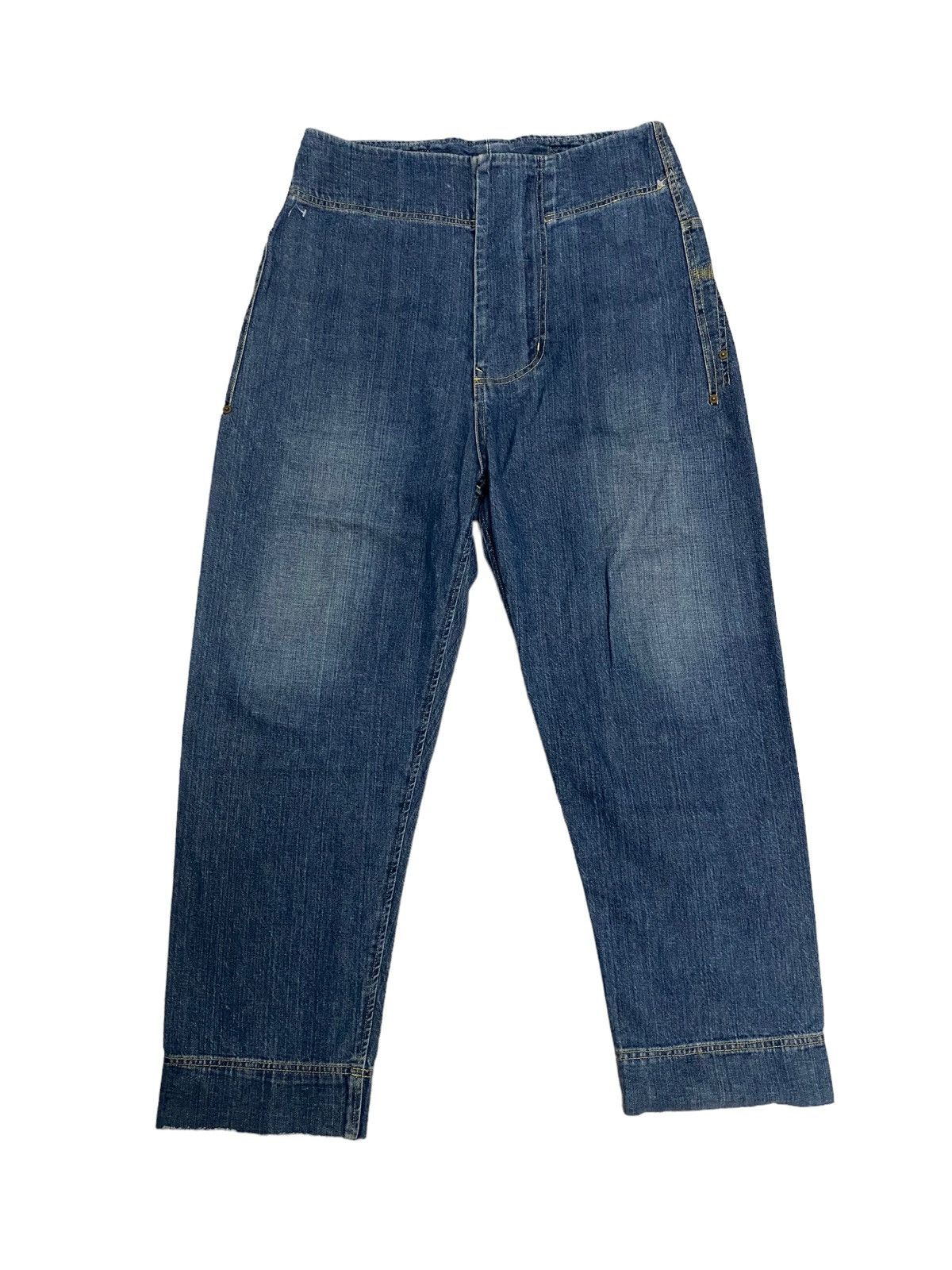 image of Distressed Denim x Issey Miyake Vintage Frapbois Issey Miyake Distress Denim Jeans in Blue (Size 34