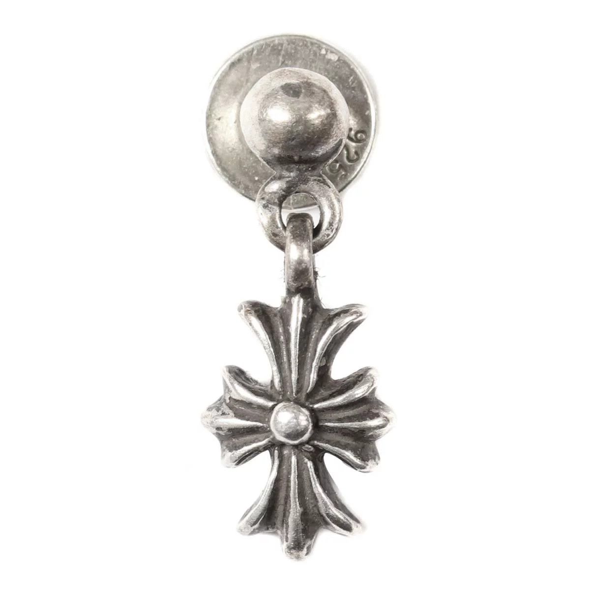 image of Chrome Hearts Hanging Cross Earring in Silver, Men's