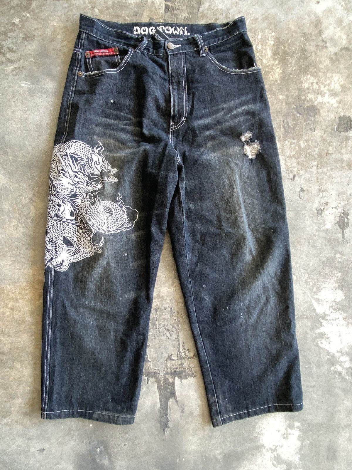 Vintage Vintage Dog Town Black Dragon Skate Baggy Jean Pants | Grailed