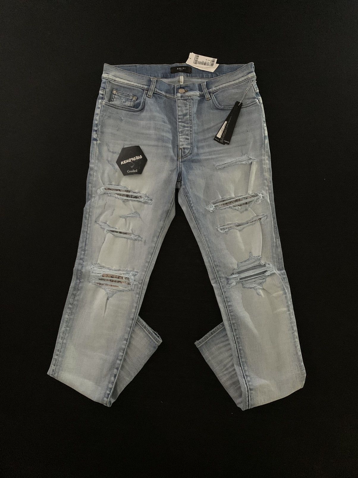Amiri Hibiscus Art Patch Denim Jeans