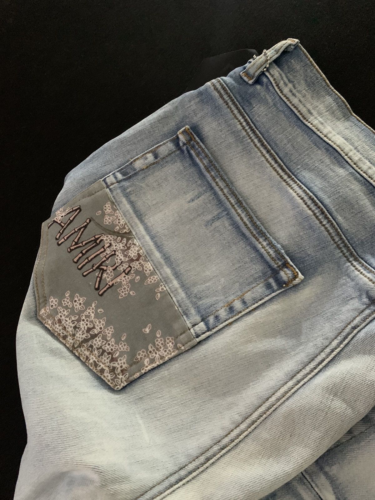 Amiri Amiri Hibiscus Art Patch Denim Jeans Size US 36 / EU 52 - 2 Thumbnail