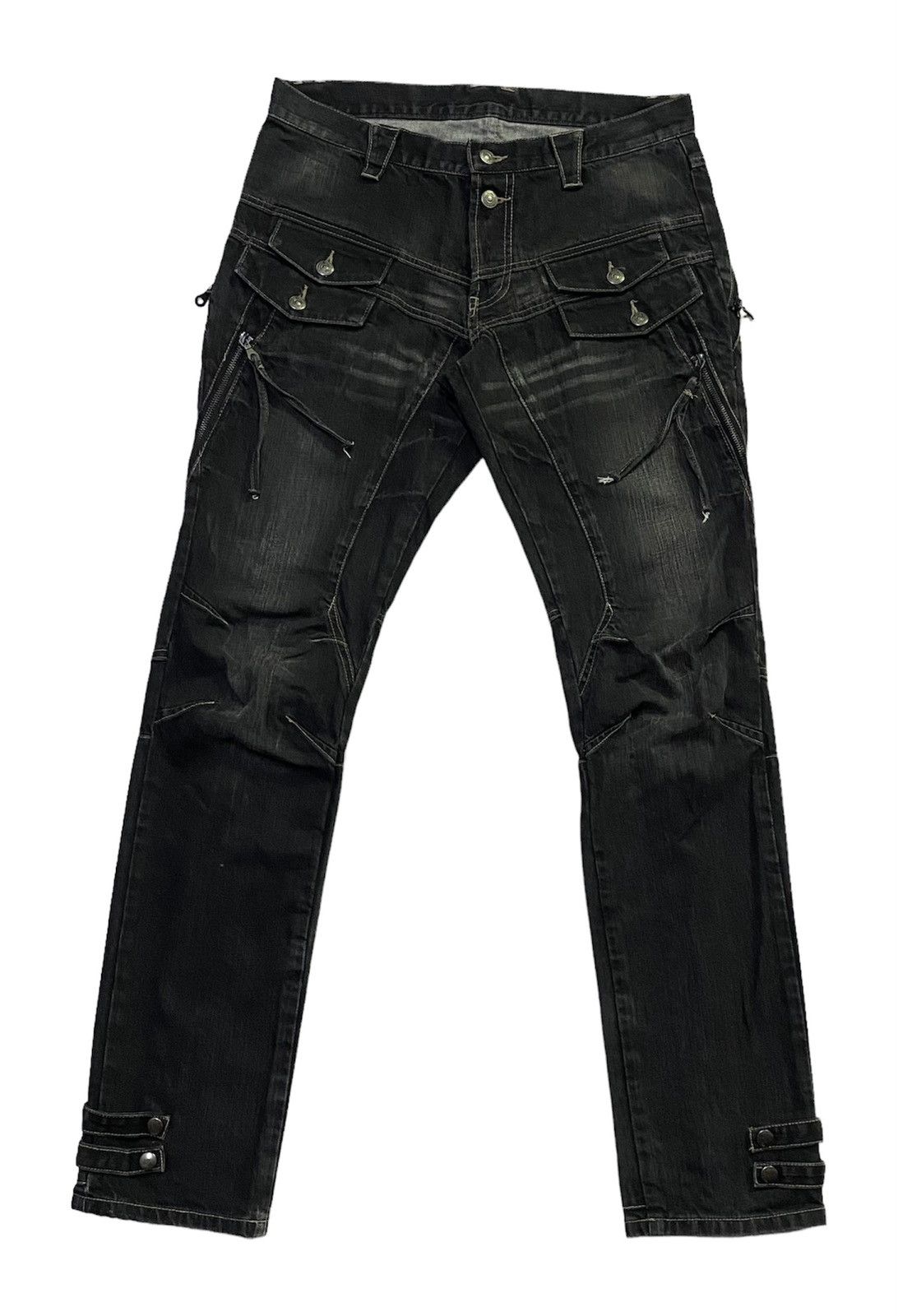Japanese Brand PPFM Multipocket Zippers Denim Jeans Size US 33 - 2 Thumbnail