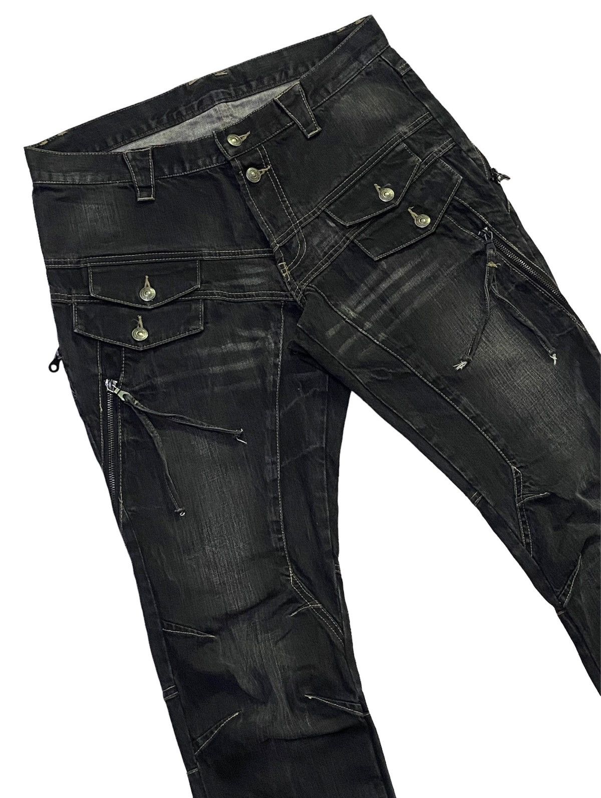 Japanese Brand PPFM Multipocket Zippers Denim Jeans Size US 33 - 17 Thumbnail