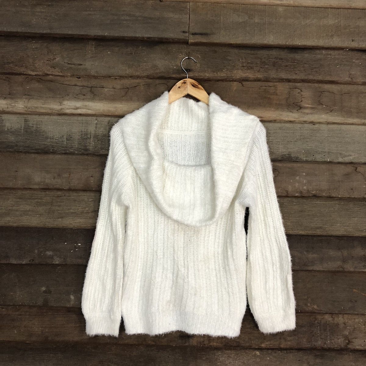 image of Homespun Knitwear Ragout White Mohair Fur Shag Shaggy Knitwear C1047, Men's (Size Medium)